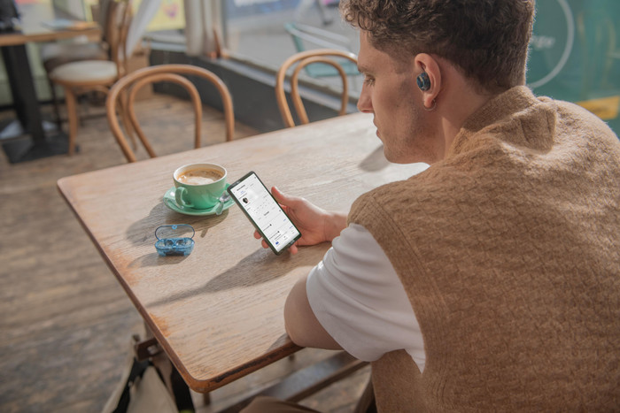 Sony WF-C710N Blue product in use