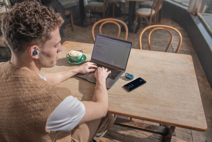 Sony WF-C710N Blue product in use