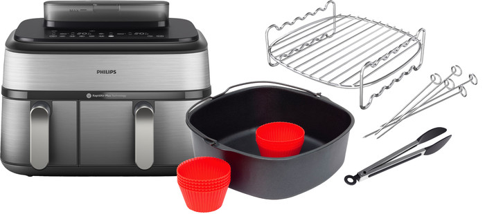 Philips 5000 Series Dual Basket NA555/00 + Double Layer Cooking Set + Master Baking Set Main Image