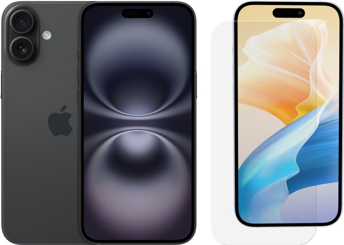 Apple iPhone 16 128GB Black + BlueBuilt Screen Protector Glass Main Image