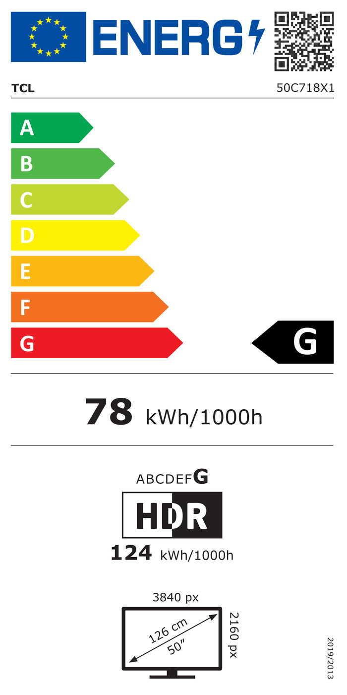 TCL 50 inches QD Mini-LED C71K 4K (2025) energy label