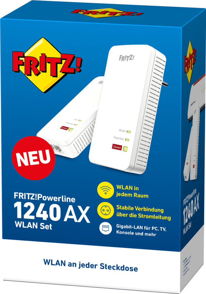 AMV FRITZ!Powerline 1240 AX WLAN Set verpackung