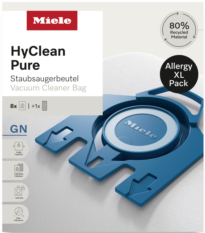 Miele XL Pack HyClean 3D GN + HEPA Filter (8 units) packaging
