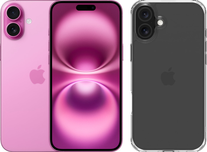 Apple iPhone 16 Plus 128GB Rosa + BlueBuilt Protective Backcover Transparent Main Image