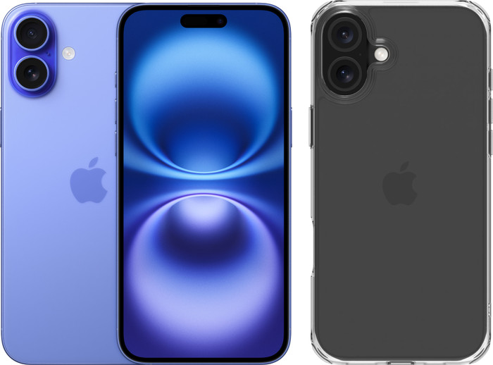 Apple iPhone 16 Plus 128GB Blau + BlueBuilt Protective Backcover Transparent Main Image