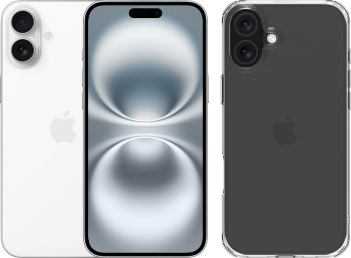 Apple iPhone 16 Plus 128GB Weiß + BlueBuilt Protective Backcover Transparent Main Image