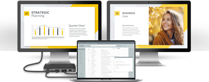 ACT USB-C Dual 4K Monitor MST Docking Station product in use