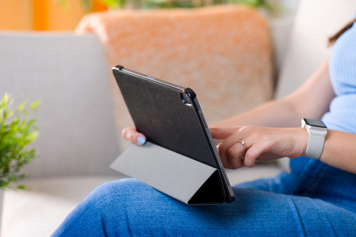 BlueBuilt Apple iPad Air 11 inches (2025/2024/2022/2020) Tri-Fold Book Case Black product in use