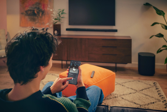 Philips Ambilight 77 inches OLED810 4K (2025) + JBL Bar 1000 M2 Black product in use