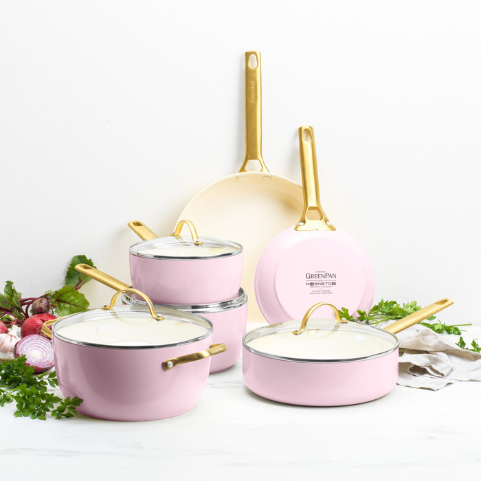 GreenPan Padova Reserve Cookware Set 10-piece Blush Pink visual supplier