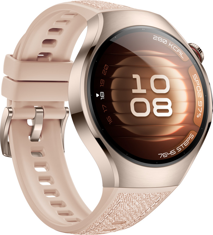 Huawei Watch 5 Roségold 42 mm + Huawei FreeBuds 6i Schwarz linke seite