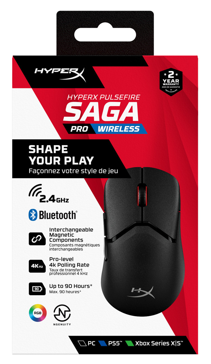 HyperX Pulsefire Saga Pro Wireless Gaming-Maus Schwarz verpackung