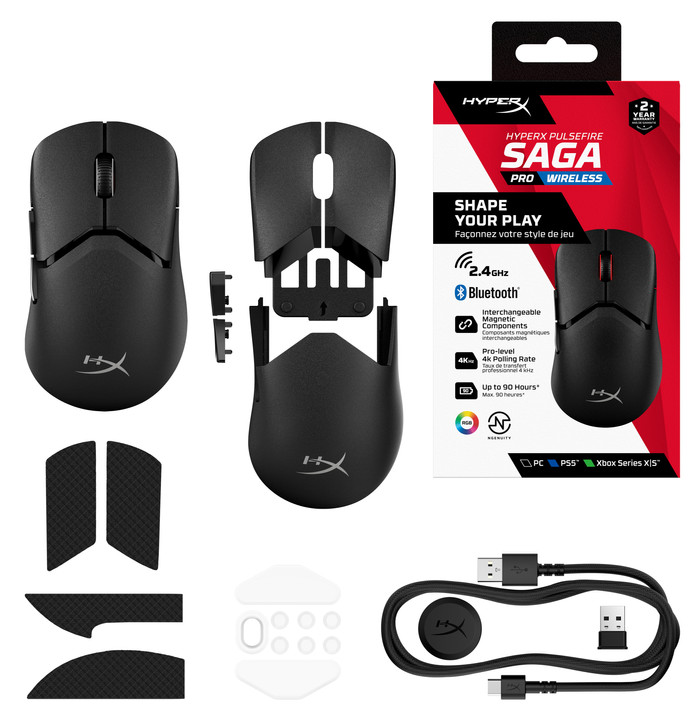 HyperX Pulsefire Saga Pro Wireless Gaming-Maus Schwarz Verbundprodukt