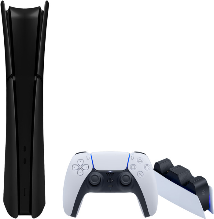 PlayStation 5 Slim Digital Edition + Covers Black + Charging Dock Main Image