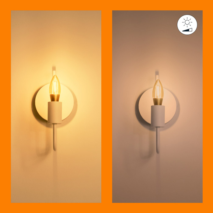 WiZ Candle Light Filament - Warm to Cool White Light - Gold - E14 product in use