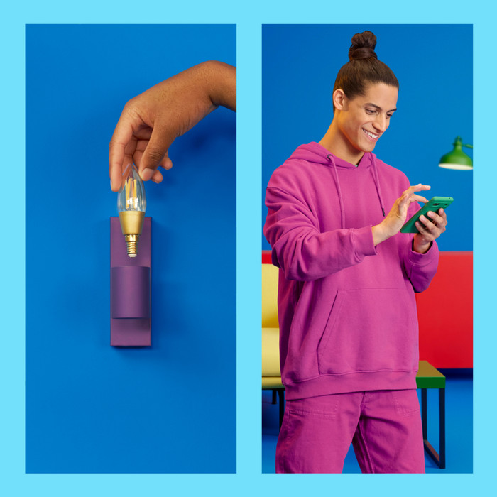 WiZ Candle Light Filament - Warm to Cool White Light - Gold - E14 product in use