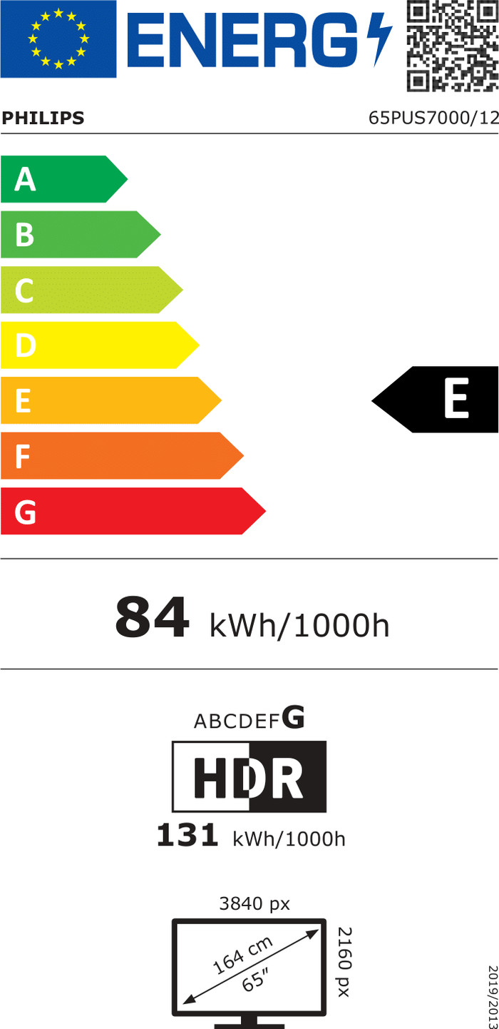 Philips 65 inches PUS7000 4K (2025) energy label