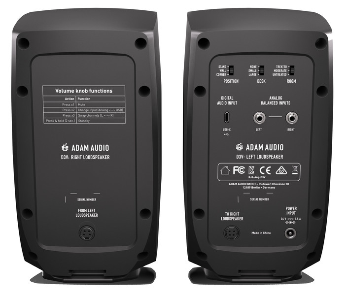 ADAM Audio D3V Schwarz rückseite