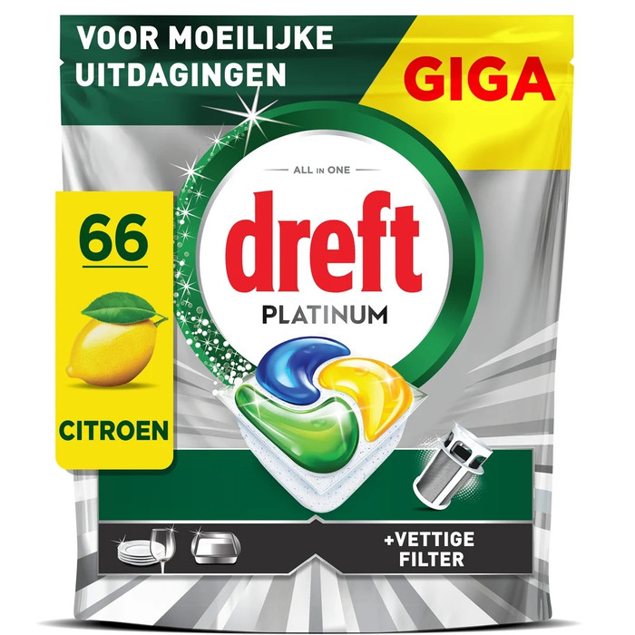 Dreft Dishwasher Tabs Platinum All In One Original - 66 units detail