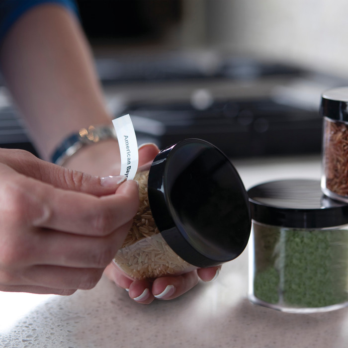 DYMO LetraTag 12mm x 4m Black White Labels product in use