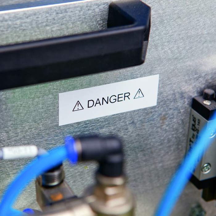 DYMO Rhino 19mm x 3.5m Black White Nylon Labels product in use