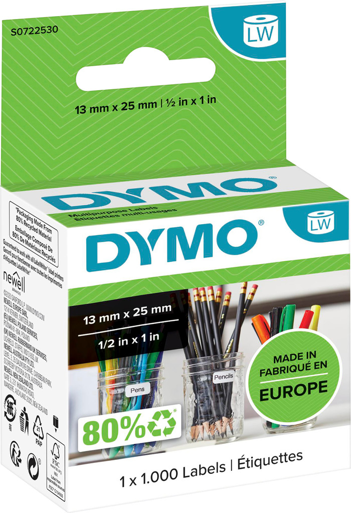 DYMO Removable Label 13x25mm 1000 Units Main Image