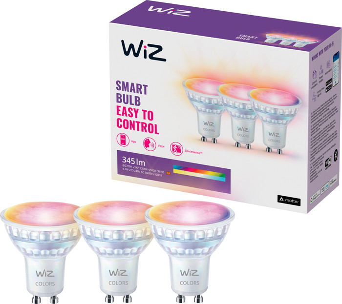 WiZ Spot - Farbiges und weißes Licht - GU10 - 3er-Pack vorne
