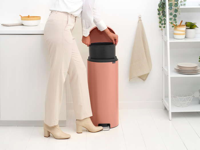 Brabantia NewIcon Pedal Trash Can 30L Warm Copper product in use