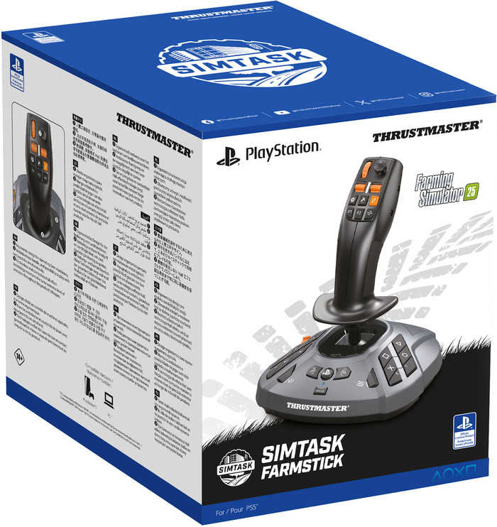 Thrustmaster SimTask FarmStick Playstation and PC packaging