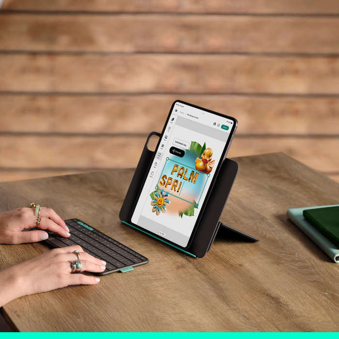 Logitech Flip Folio iPad Pro (2024)/iPad Air (2025) 11 inches Keyboard Cover QWERTZ product in use