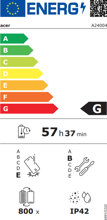 Acer Iconia Tab P10 10.4 inches 128GB WiFi Gray energy label