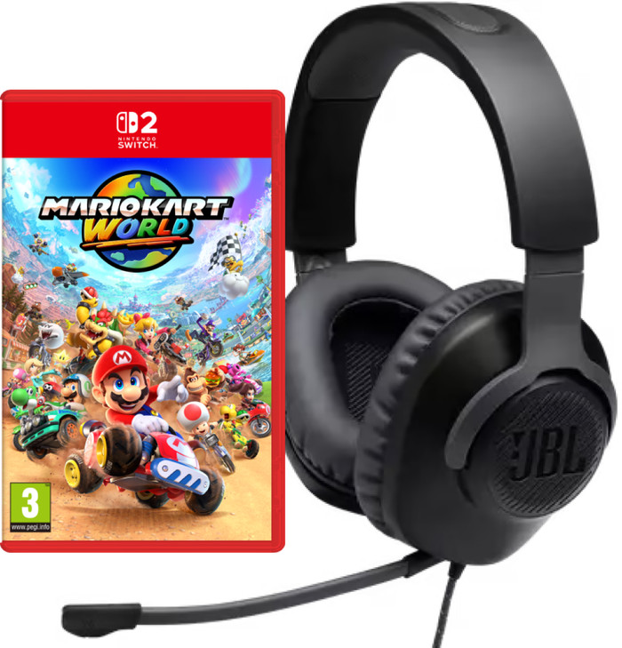 Mario Kart World Nintendo Switch 2 + JBL Quantum 100 Black Main Image