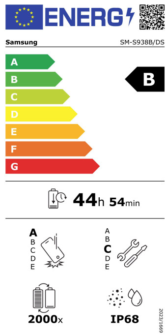 Samsung Galaxy S25 Ultra 1TB Black 5G + BlueBuilt Book Case Black energy label