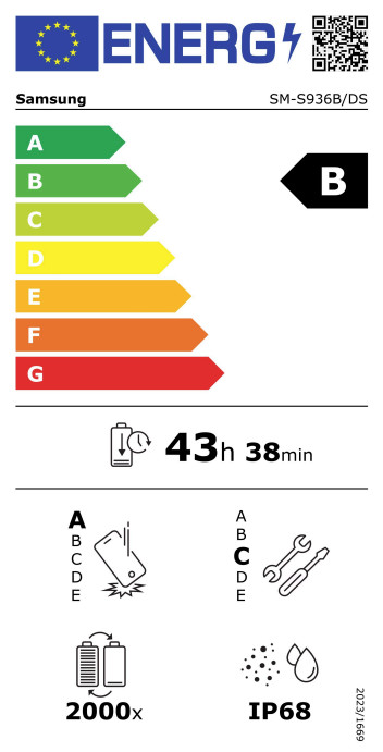 Samsung Galaxy S25 Plus 256GB Mintgrün 5G energielabel