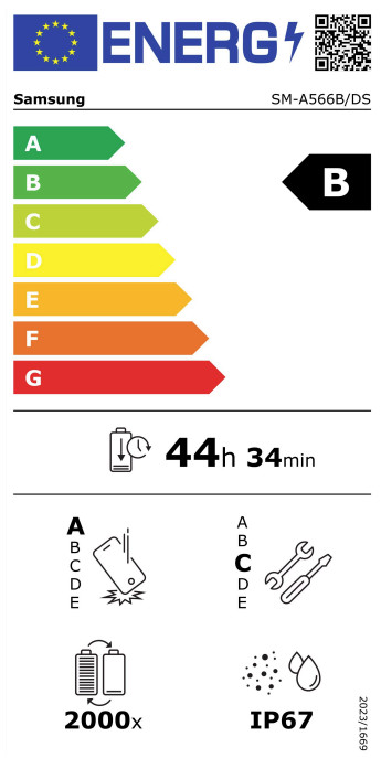 Samsung Galaxy A56 256GB Green 5G + Complete Accessory Pack energy label