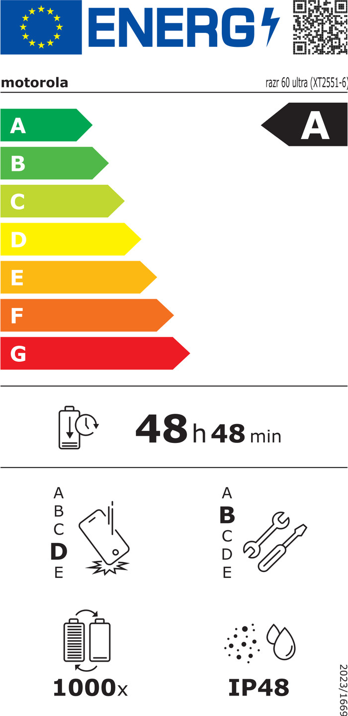 Motorola Razr 60 Ultra 512GB Green 5G energy label