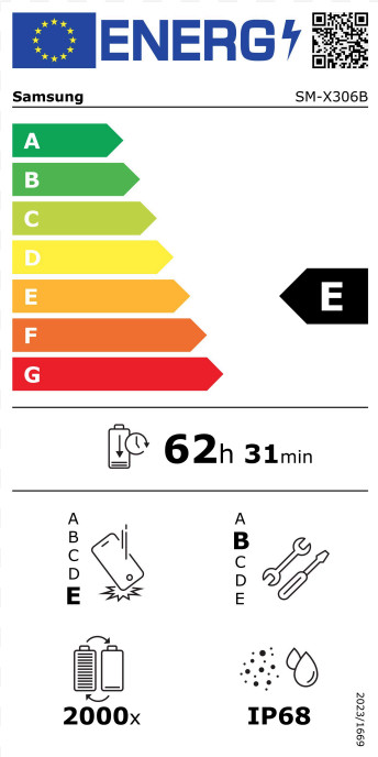 Samsung Galaxy Tab Active5 8 Zoll 128GB Wi-Fi + 5G energielabel