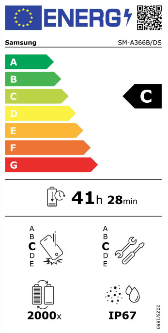Samsung Galaxy A36 128GB Black 5G Enterprise Edition + BlueBuilt Book Case Black energy label