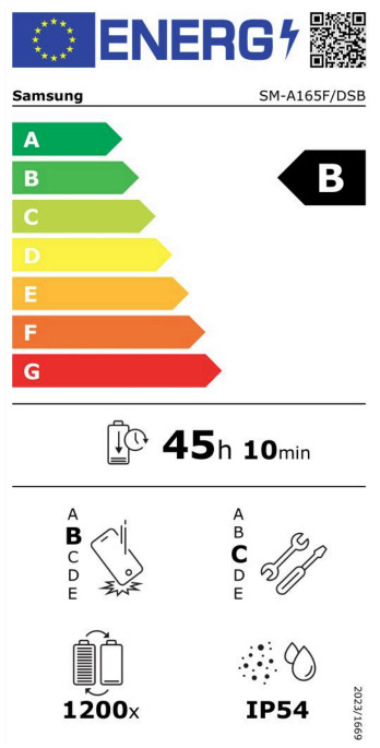 Samsung Galaxy A16 128GB Grün 4G energielabel