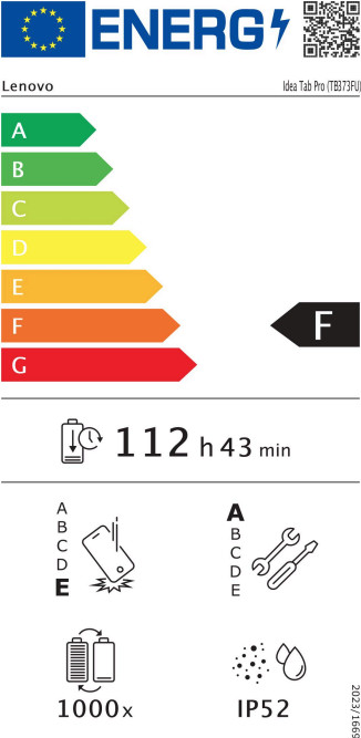 Lenovo Idea Tab Pro 12,7 Zoll 256GB WLAN Grau Mattes Display mit Stylus energielabel