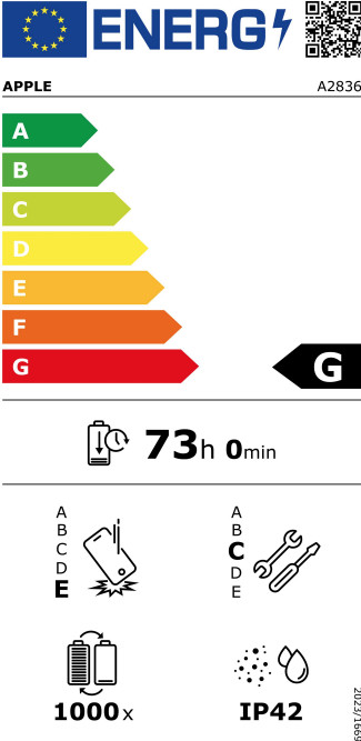 Apple iPad Pro (2024) Nano 11 inches 1TB WiFi Black energy label
