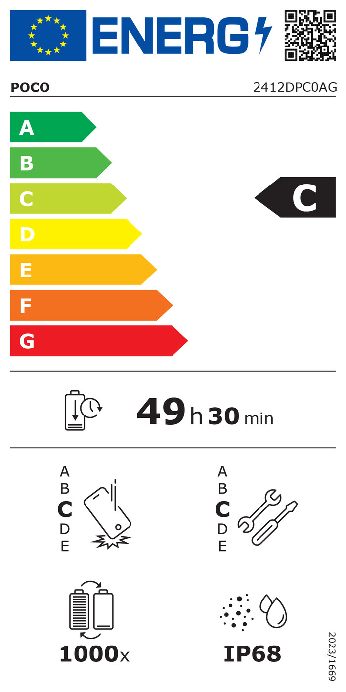POCO X7 Pro 512GB 12GB RAM Schwarz 5G energielabel