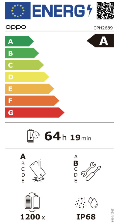 OPPO Reno13 256GB Weiß 5G energielabel