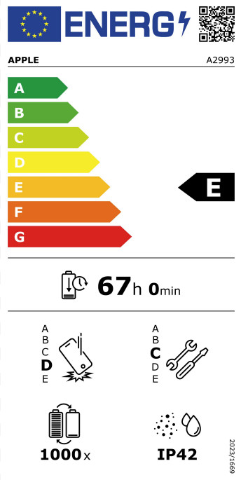 Apple iPad mini 7 (2024) 256GB Wi-Fi Blau energielabel