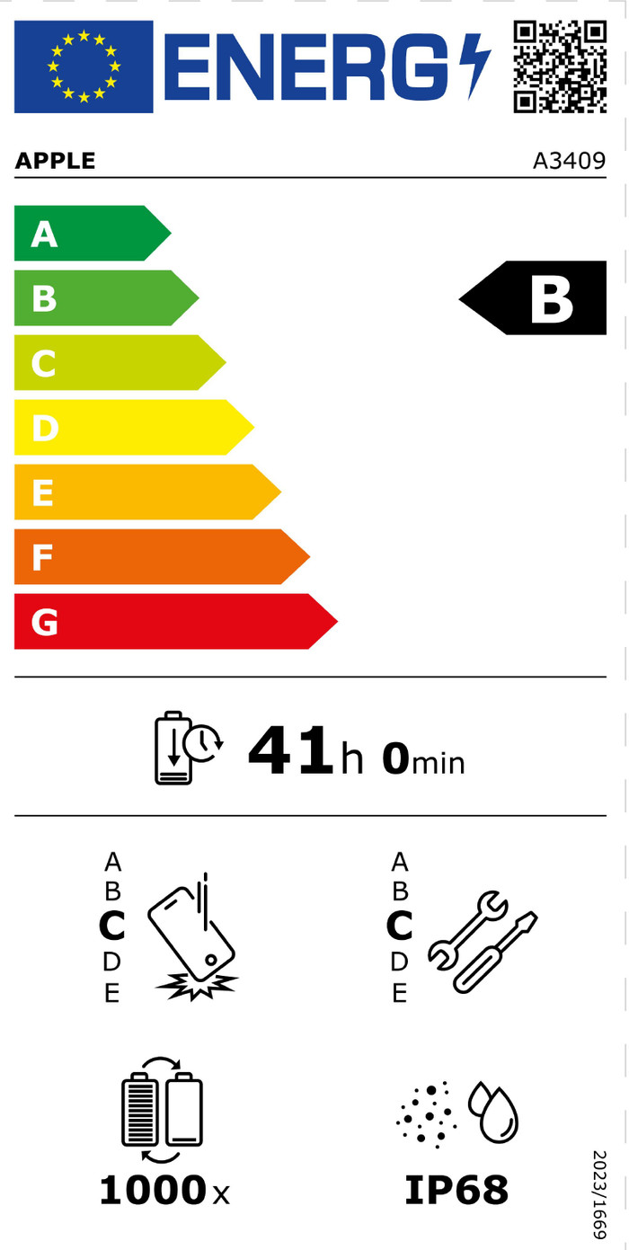 Apple iPhone 16e 512GB Black energy label