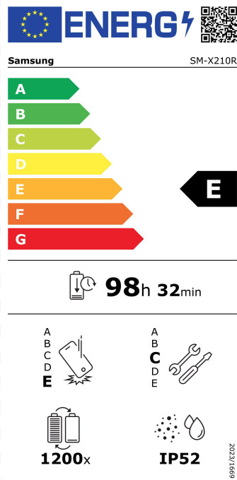 Samsung Galaxy Tab A9 Plus 11 Zoll 8GB / 256GB Wi-Fi Grau energielabel