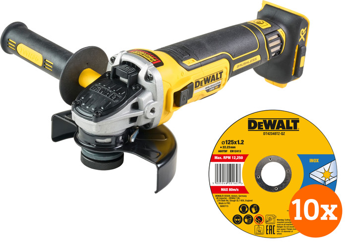 DeWalt DCG405NT-XJ (ohne Akku) + DeWalt Trennscheibe INOX 125 x 1 x 22,2 mm 10 Stück Main Image