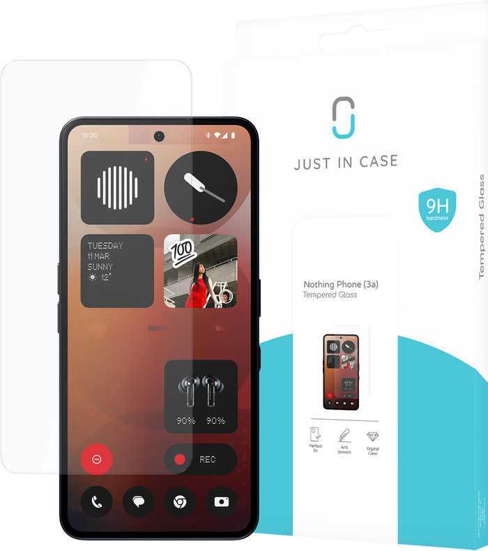 Just In Case Tempered Glass Nothing Phone (3a) Screen Protector packaging