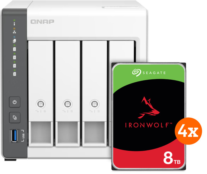 QNAP TS-433-4G + Seagate IronWolf 32TB (4x 8TB) Main Image