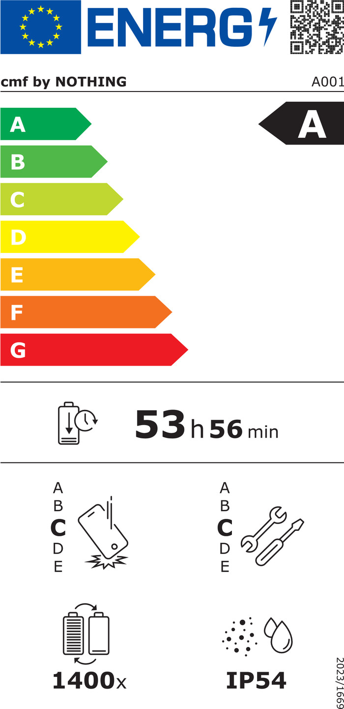 Nothing CMF Phone 2 Pro 128GB Black 5G energy label